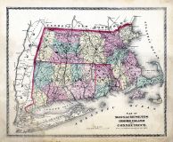 State Map Massachusetts - Rhode Island - Connecticut, Essex County 1872